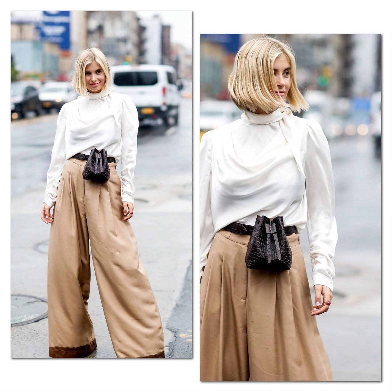 大衣配背包好看吗,大衣配短款包包显个高