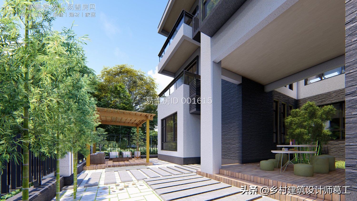 西向现代风三层别墅,现代风2间三层带院子别墅