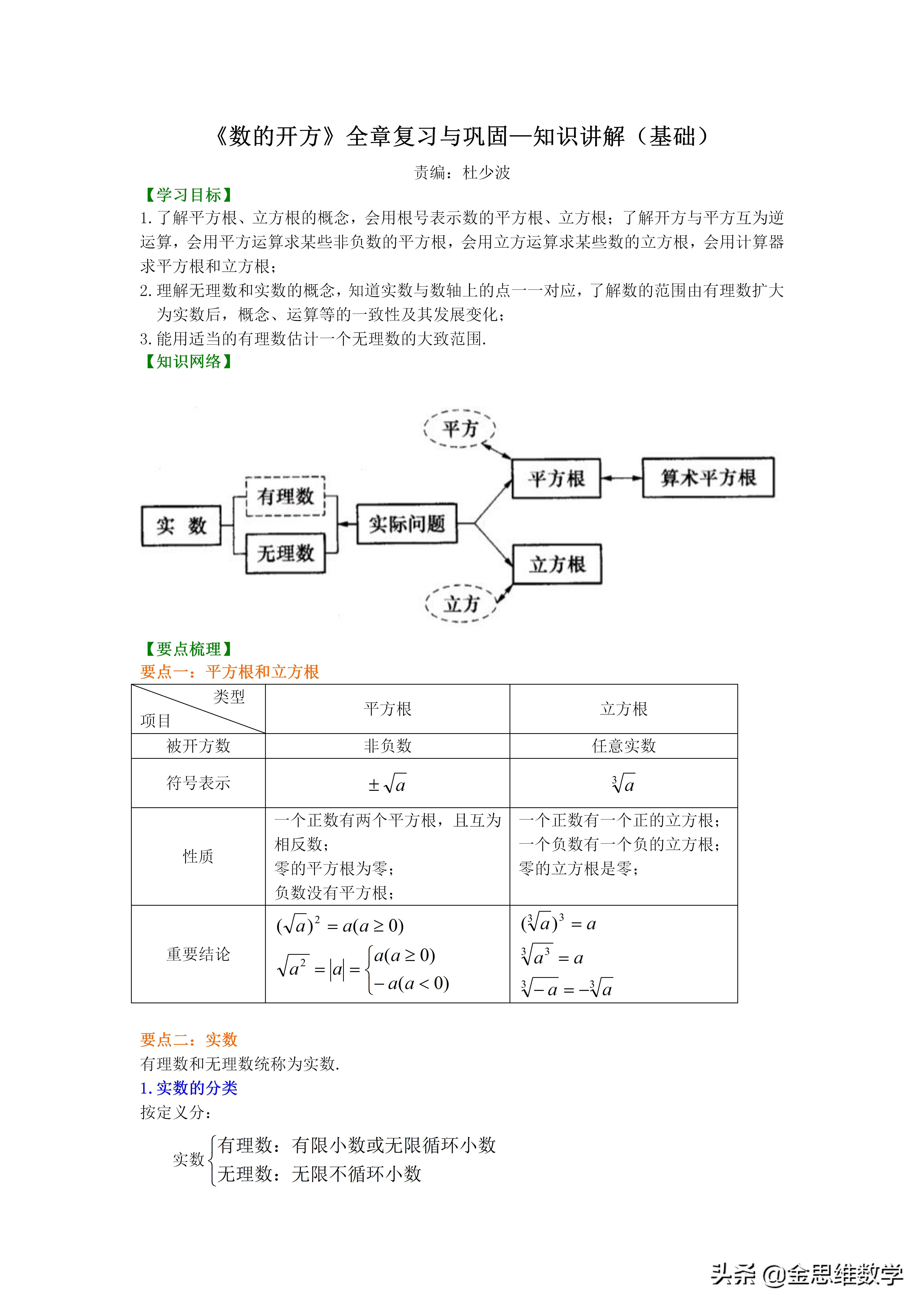 人教版初中数学目录实数,初中数学实数电子版讲义