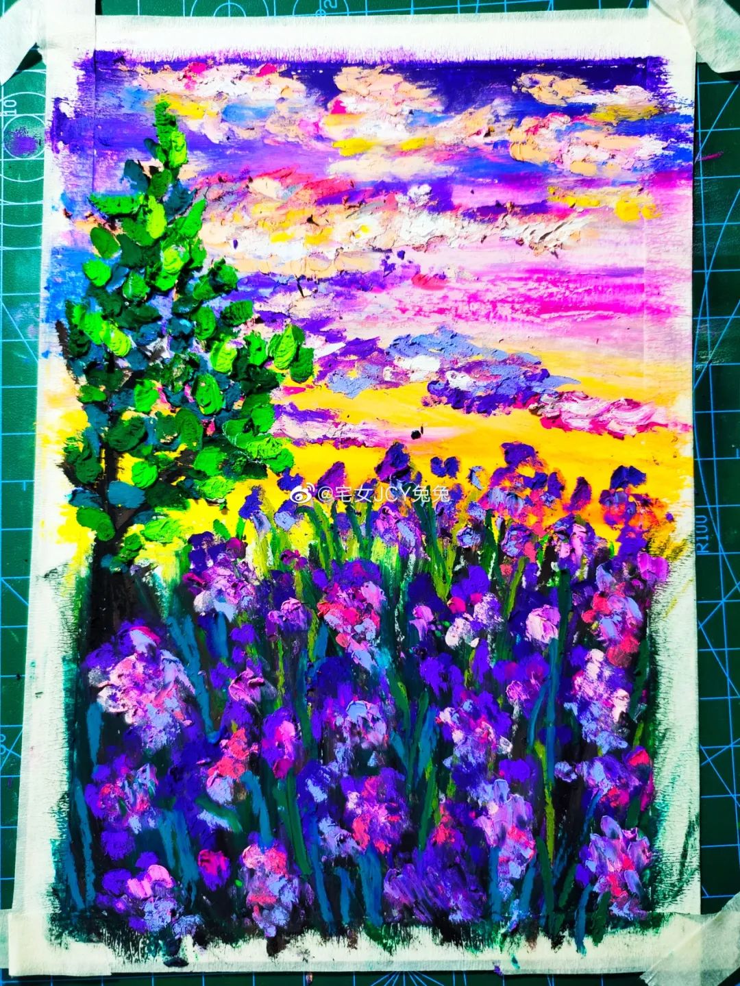 简单又好看的重彩油画棒作品,美到极致的风格绘画