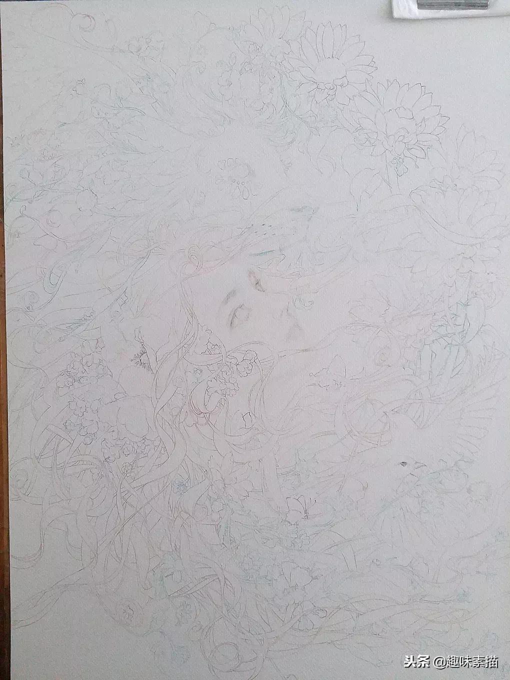超精细彩铅人像素描,简单又漂亮的彩铅插画