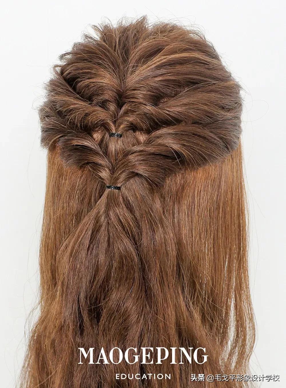 喜婆婆盘发气质优雅,中长发盘发教程简单别致显气质