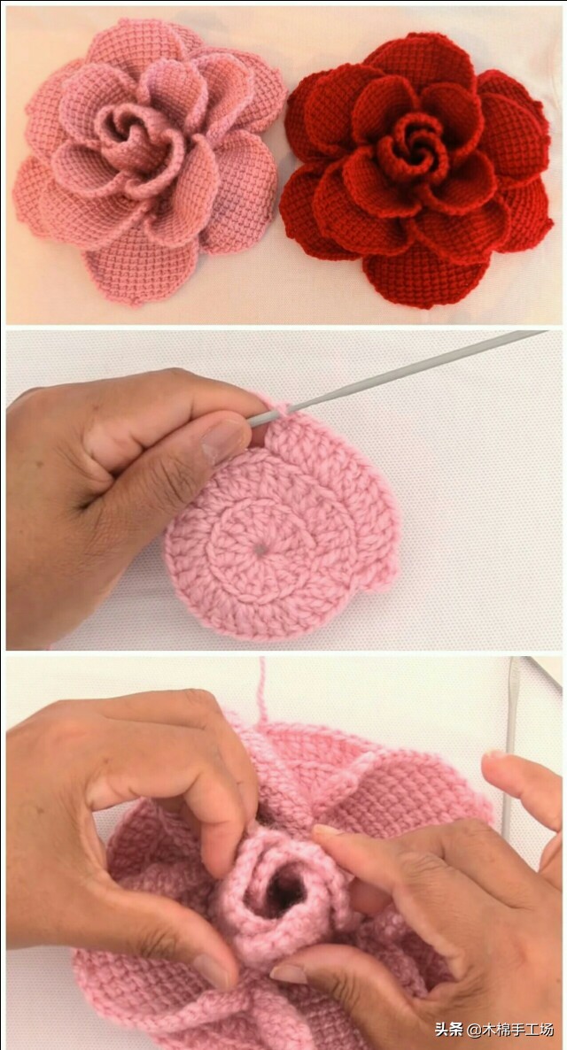七种玫瑰花的钩编步骤,浪漫永不凋零的玫瑰花折纸