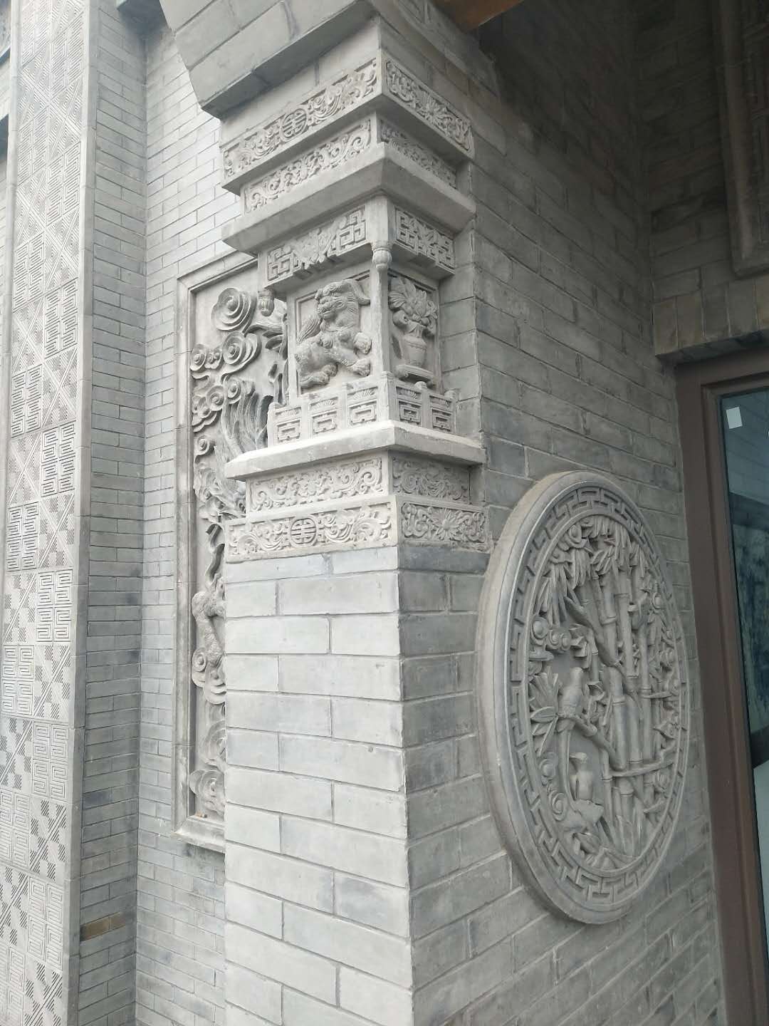 中式门楼浮雕,墀头门楼