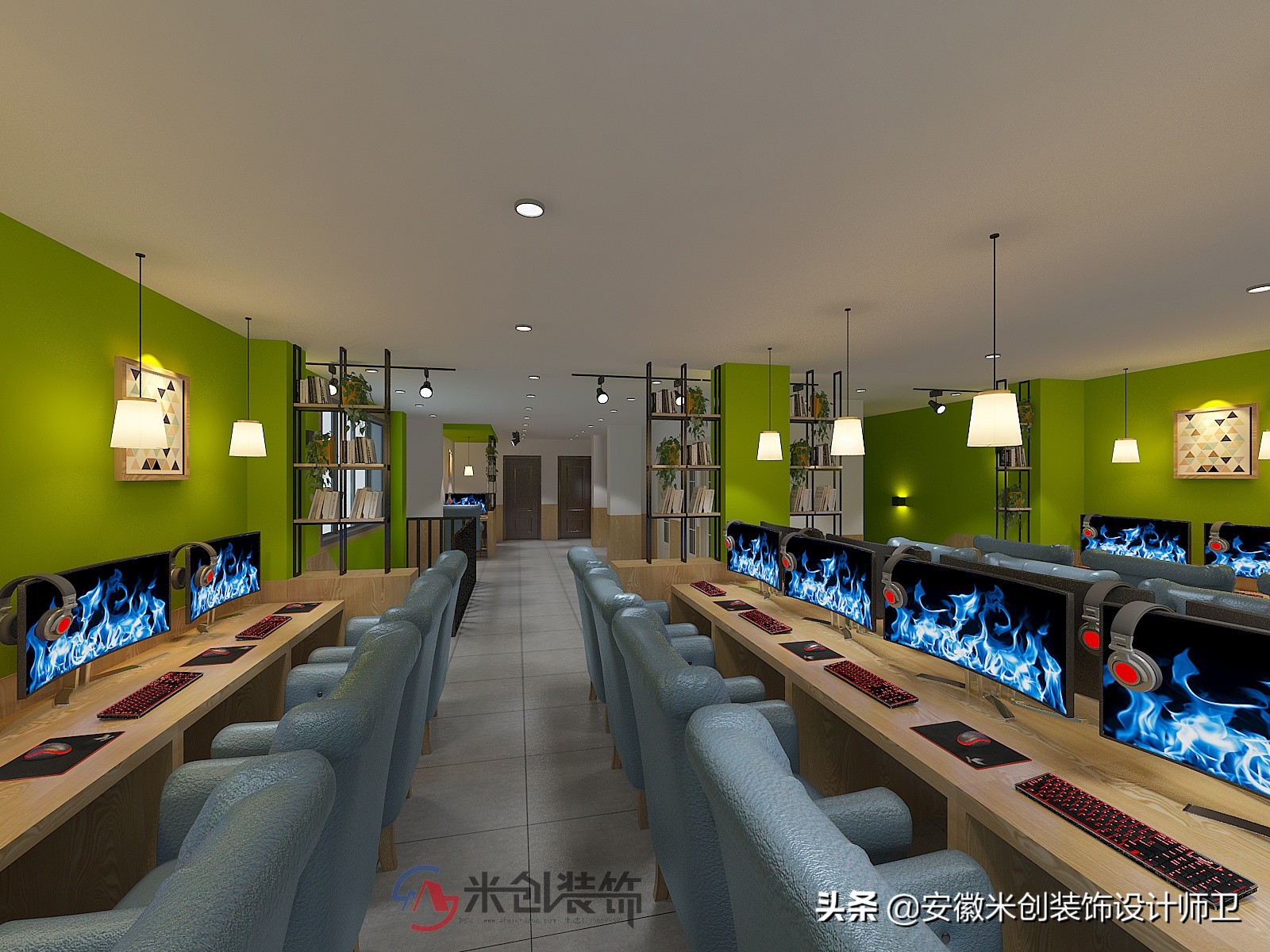 米创网咖设计效果图,网咖装修设计怎么选