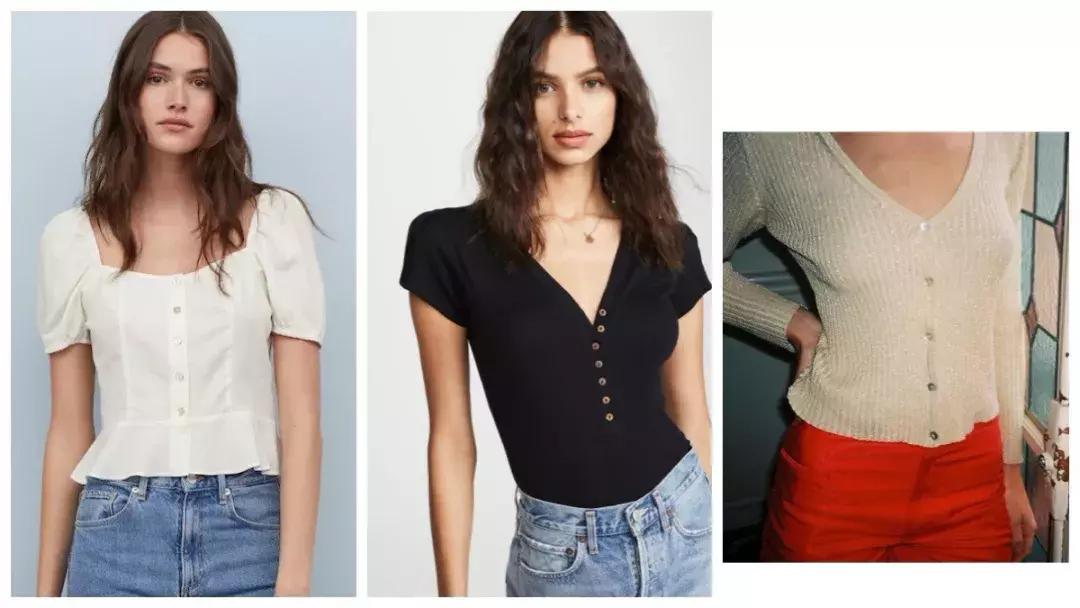 收腰显瘦纽扣,新款高腰多纽扣修身显瘦