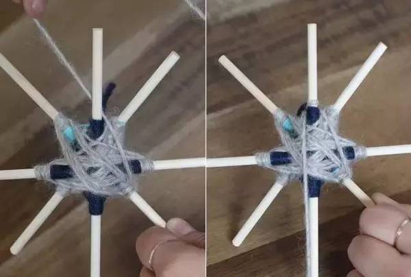 粗毛线绕花朵教程,毛线筷子绕花朵教程