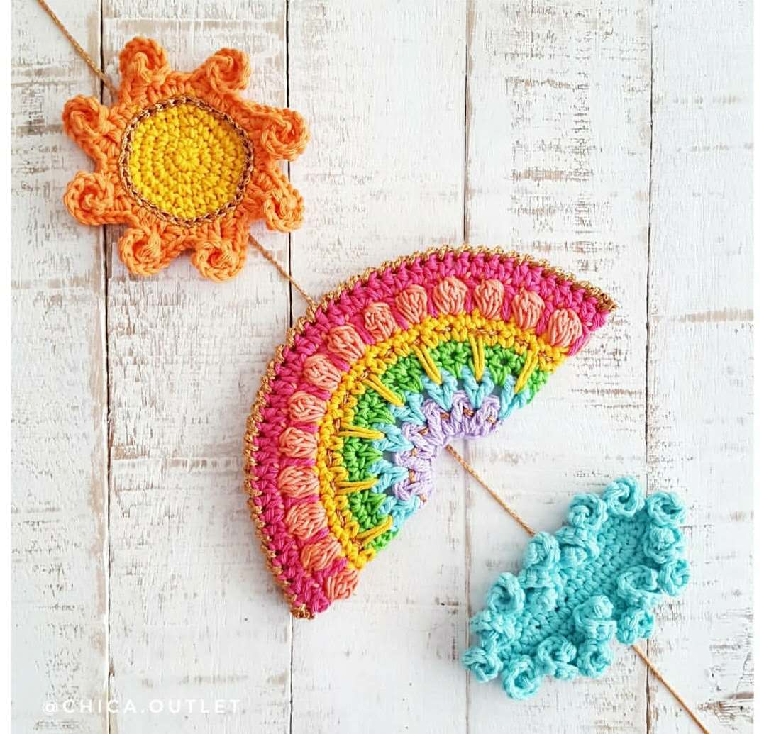 钩针编织家居装饰针法图解,钩针彩虹帽图解