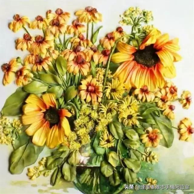 丝带绣装裱图案大全,丝带绣画作品欣赏