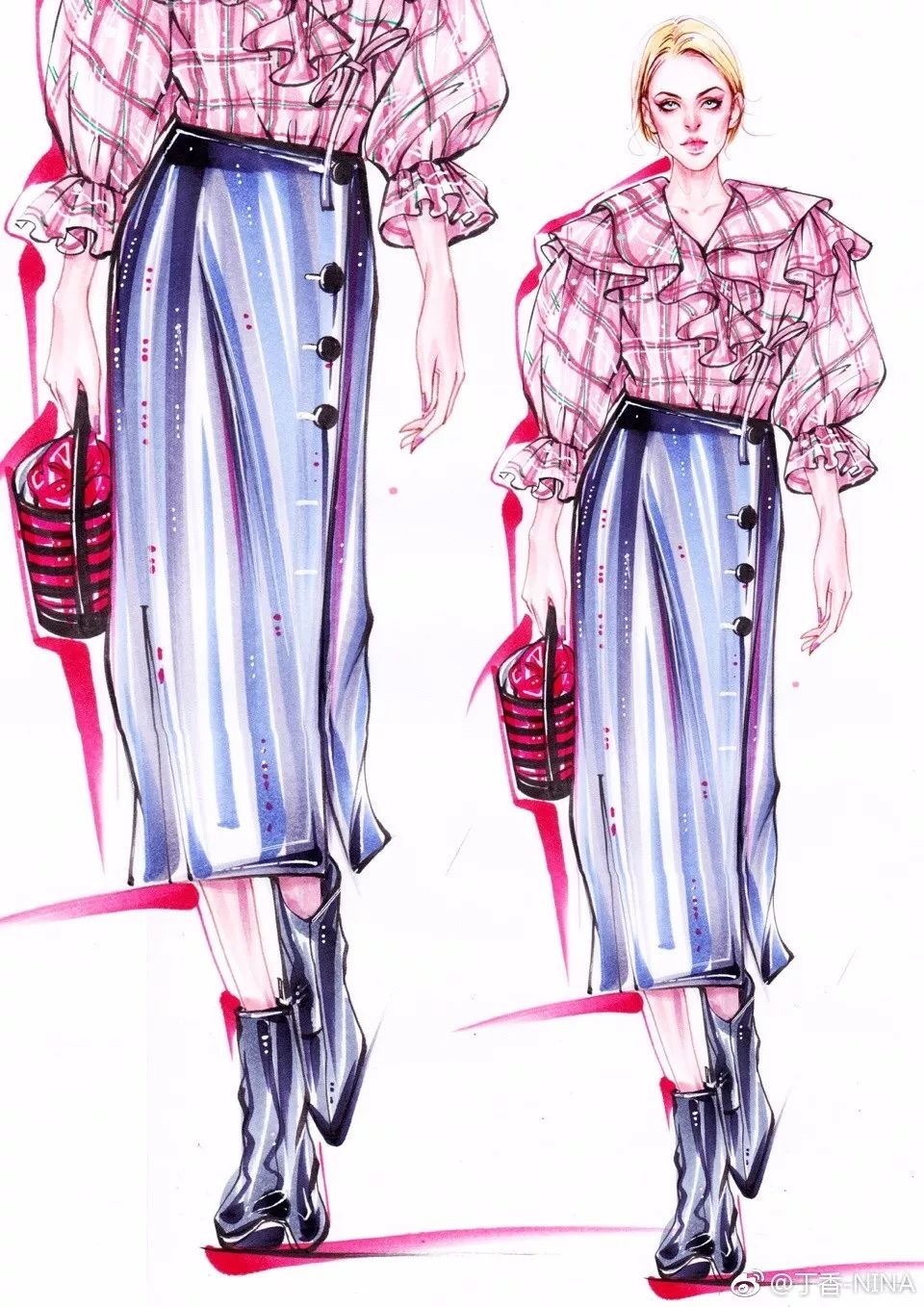 怎么用马克笔和彩铅画四大美人,马克笔与彩铅结合画法