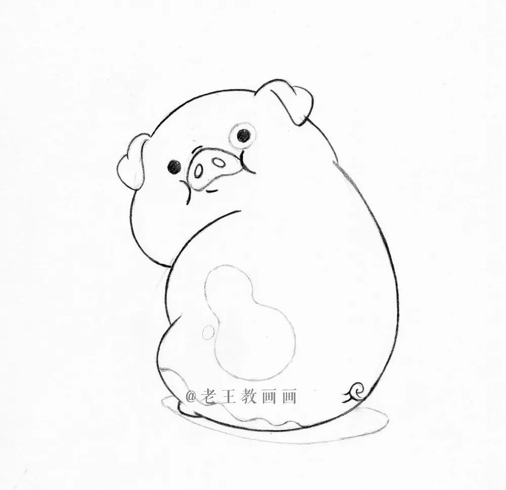 动物简笔画可爱卡通呆萌小猪,教人画简单的小猪