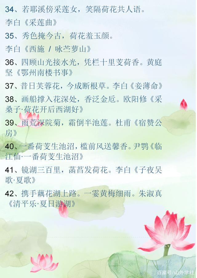 描写荷花每个生长阶段诗词,描写荷花盛开的优美诗词