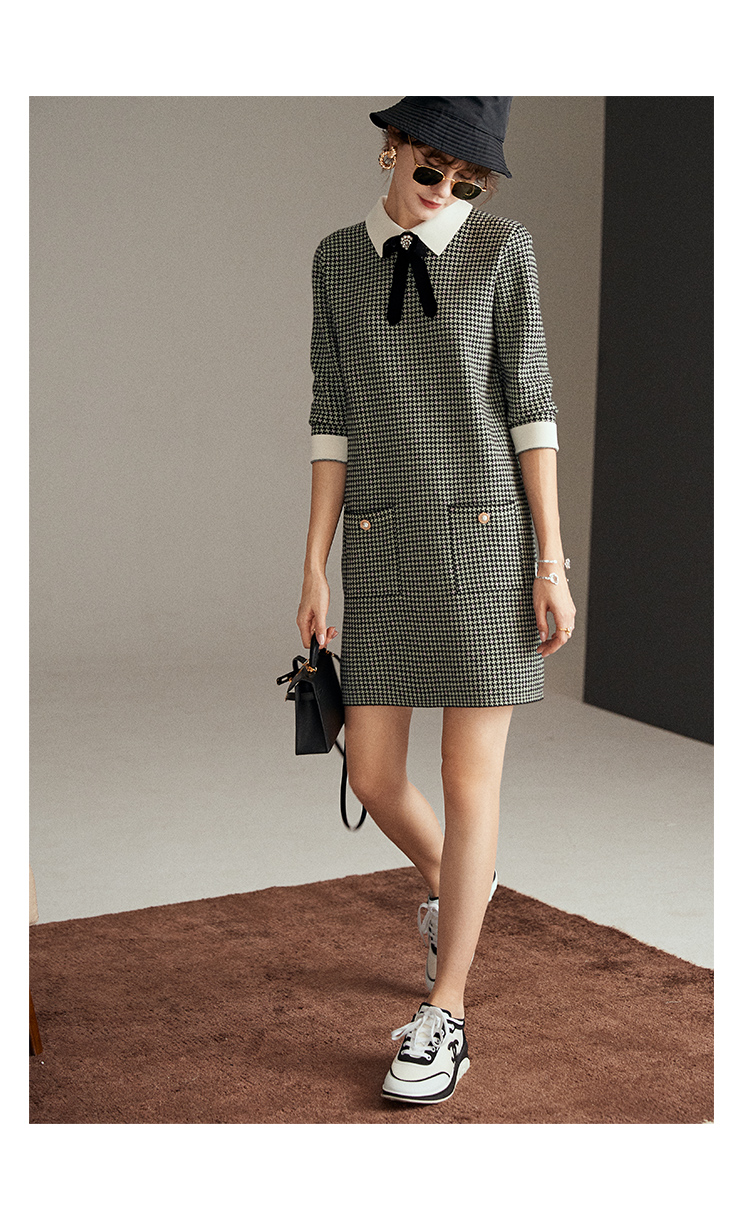 秋冬季温柔风穿搭连衣裙,适合冬季穿的连衣裙简约大方