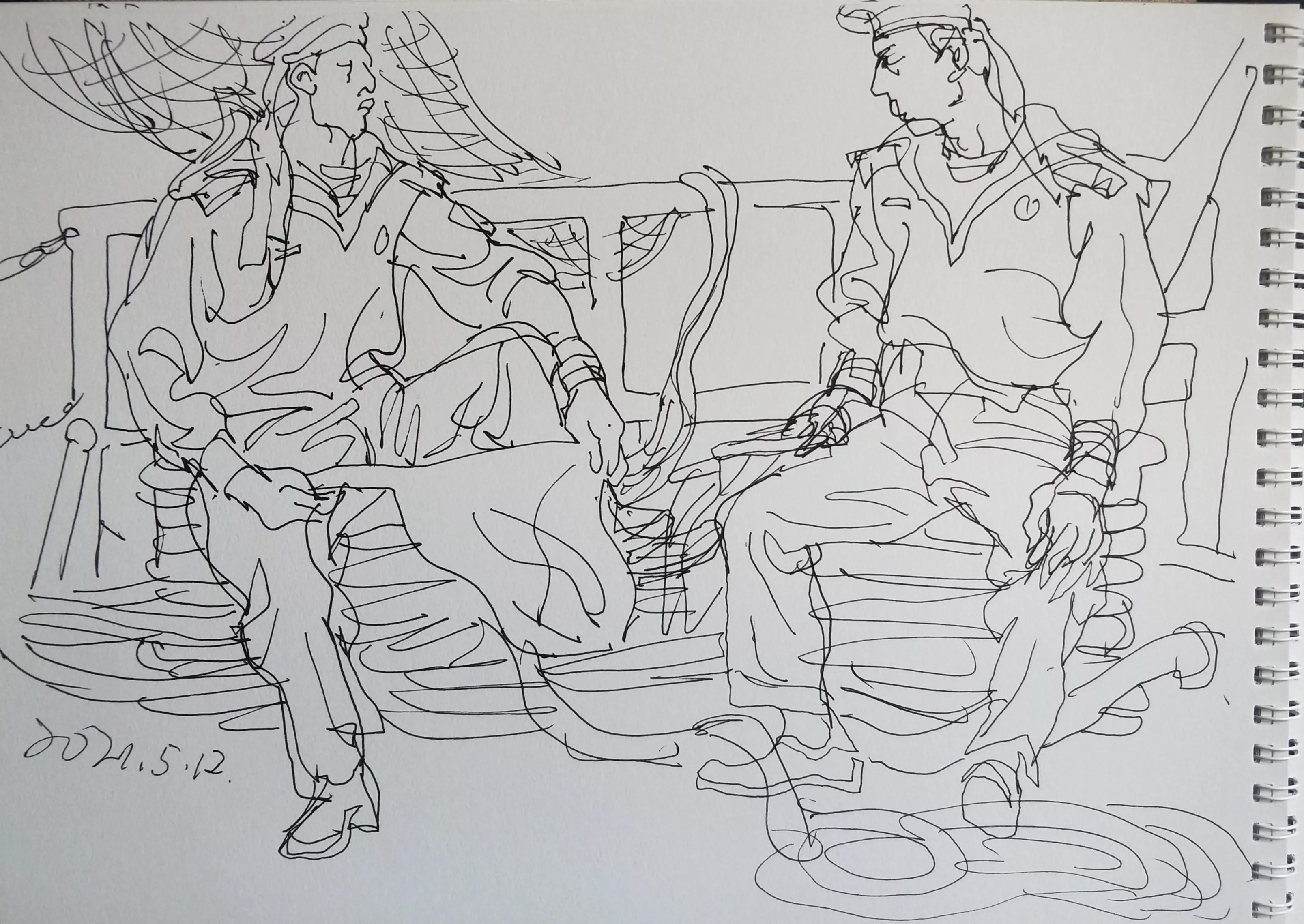 吴建科人物画欣赏,画兵人速写