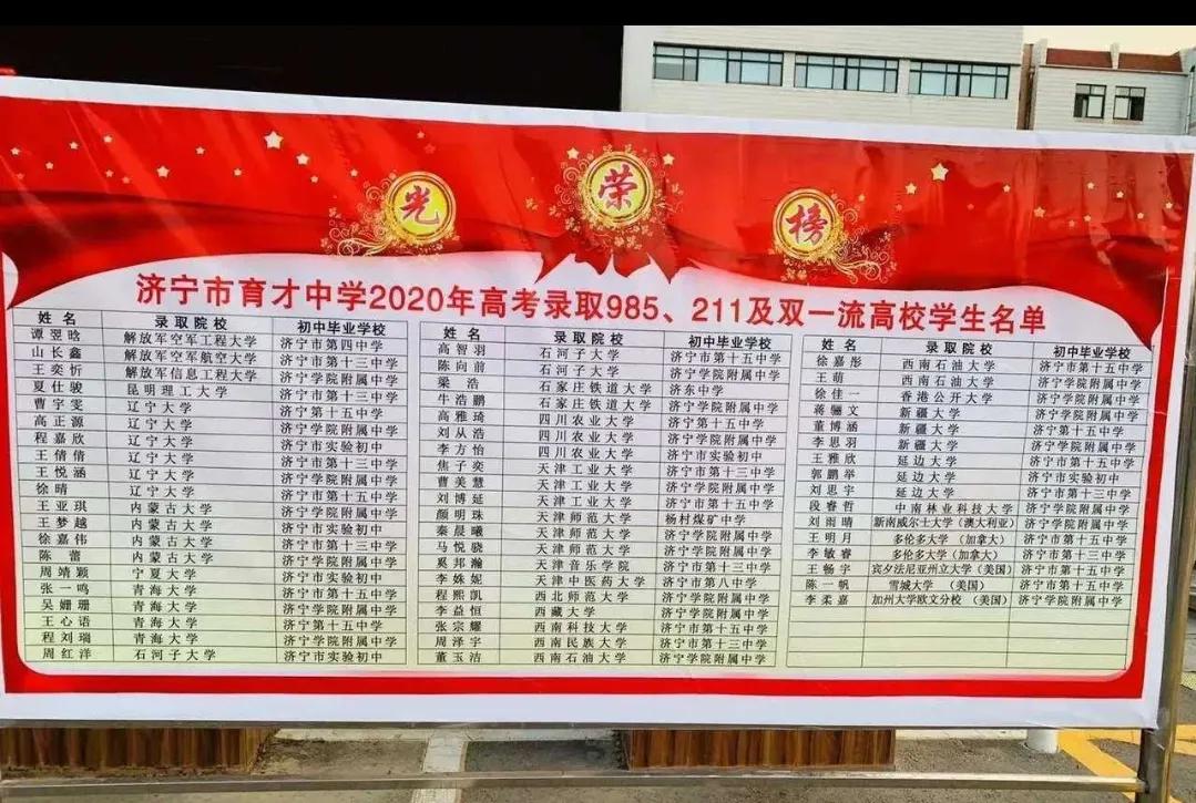 济宁市育才中学高考荣誉榜能不能说明济宁市实验初中学生后劲不足