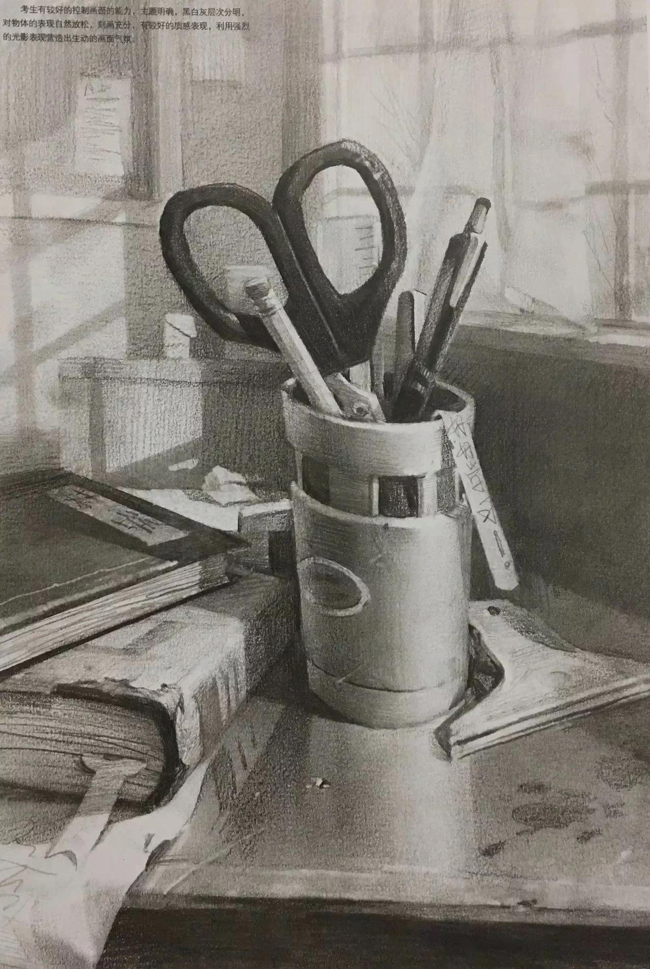 清华校考场景素描高分卷,清华素描场景高分卷技法