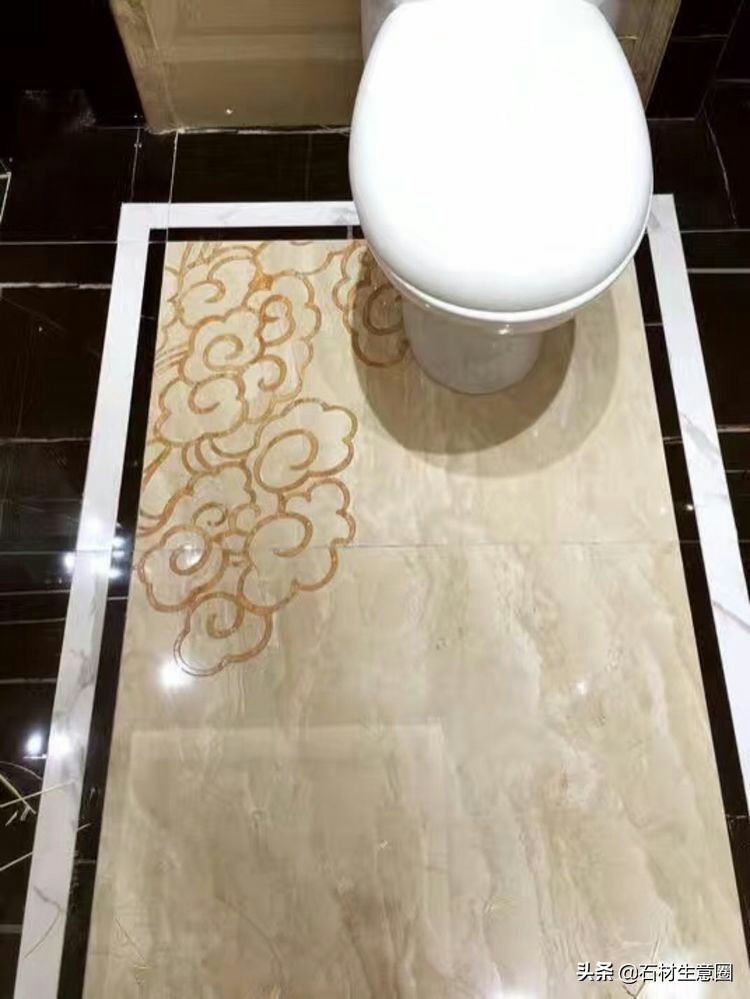 大理石地面水刀拼花效果图,100多平方水刀拼花图片