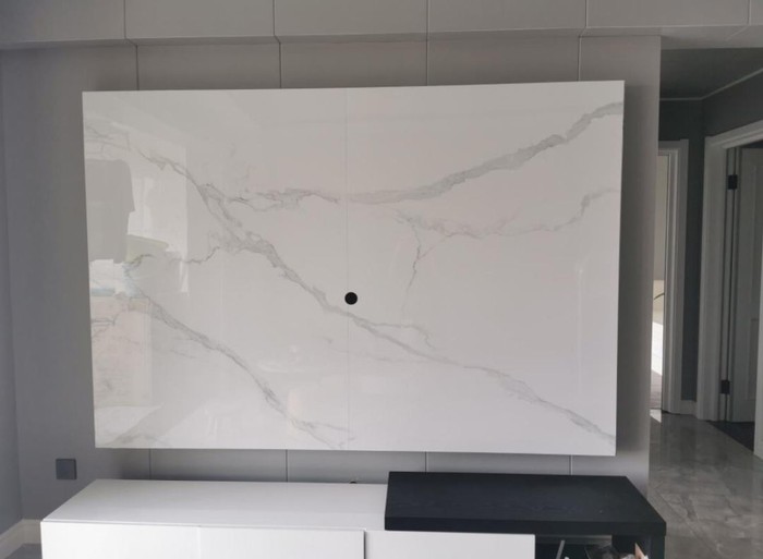 看到价格又犹豫了很久,仿大理石壁布背景墙价格