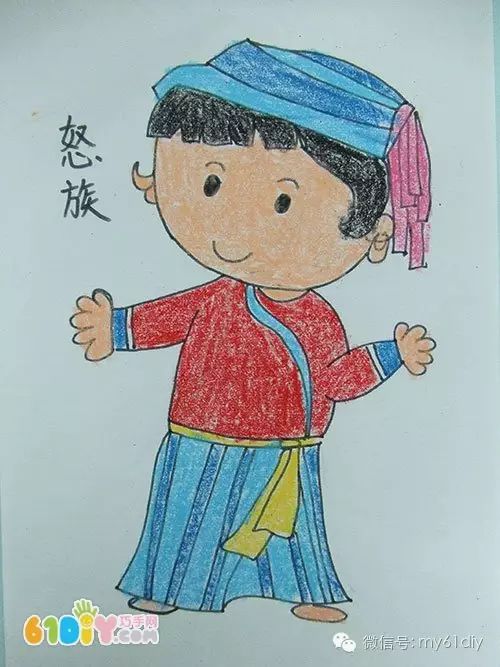 彩色少数民族儿童简笔画图片大全,五十六个民族简笔画卡通
