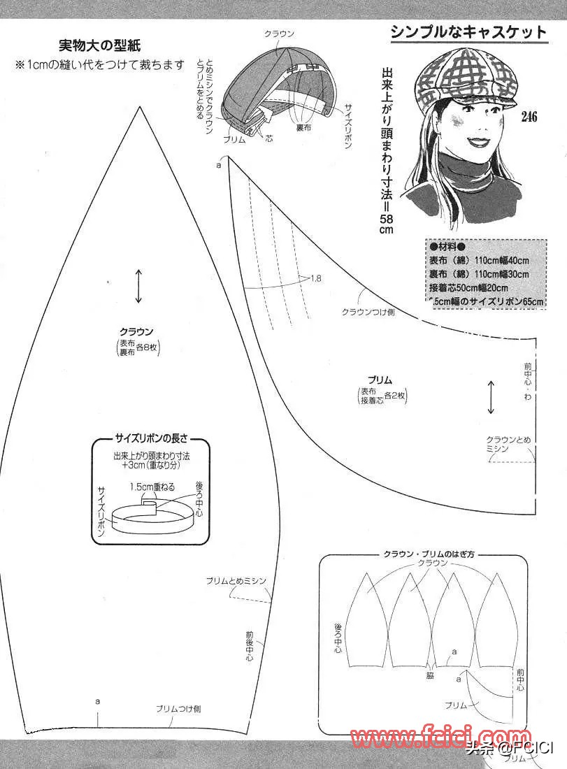 羽绒帽子的裁剪结构制图,千里帆帽子制图裁剪
