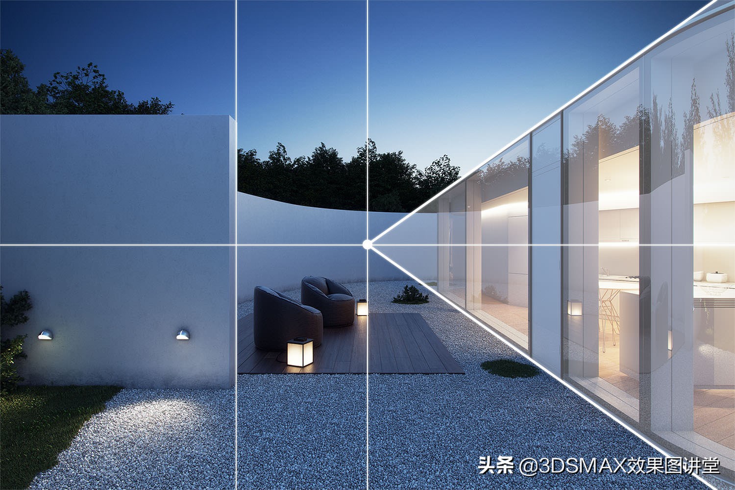 「室内效果图」3D效果图黄昏室内和室外的打光技巧