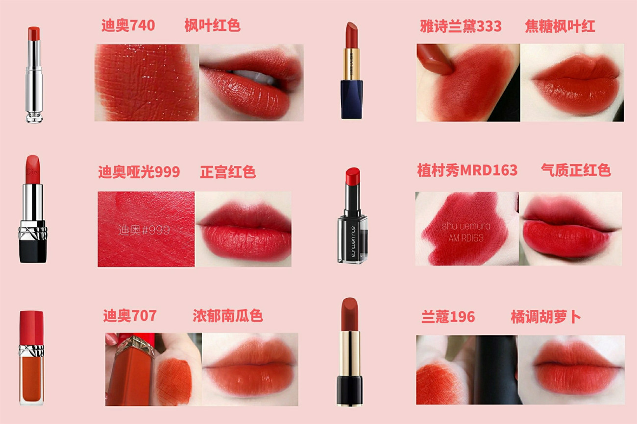 各大热门口红色号推荐,最全热门口红色号