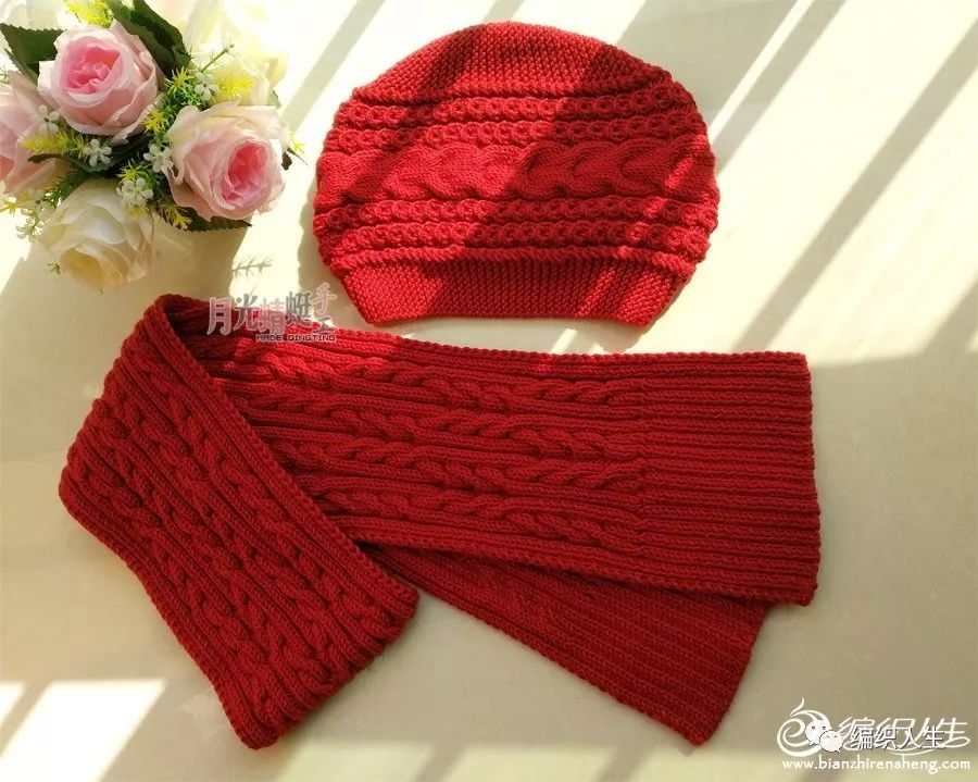 温暖的毛线帽子,温暖的围巾帽子