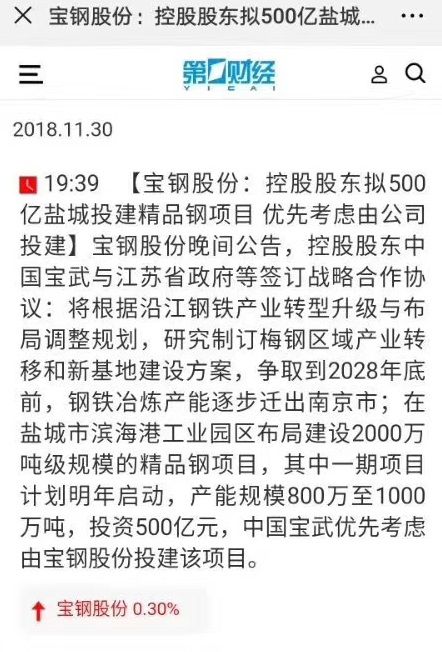宝钢与石横特钢最新签约消息,宝钢盐城最新消息