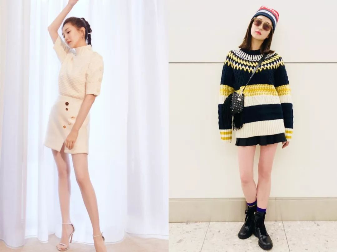 江疏影穿搭日常,照片中的江疏影身穿拼接格子衬衫