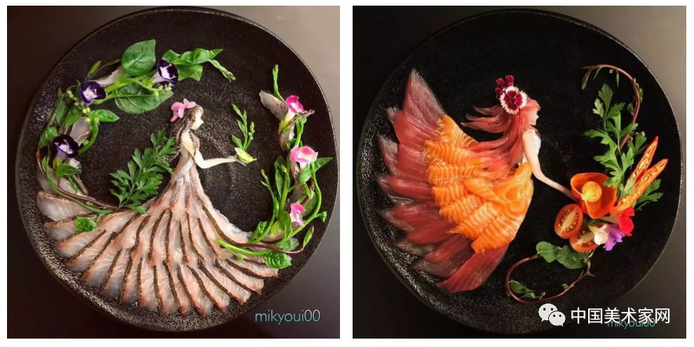 刺身的艺术图片大全,用生鱼片画作品