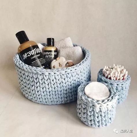 钩针收纳篮编织图解,钩针储物篮的图解