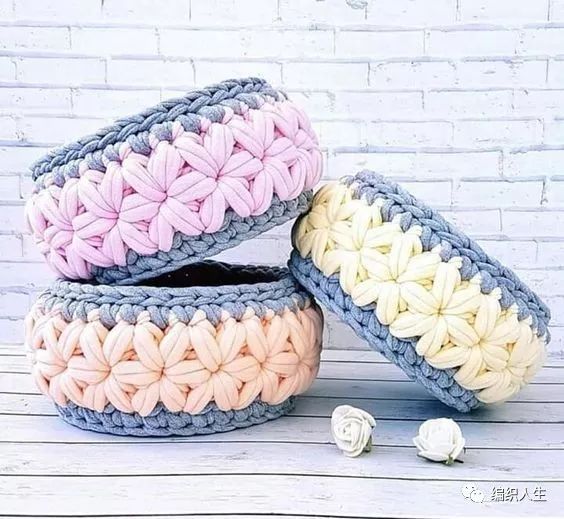 钩针收纳篮编织图解,钩针储物篮的图解