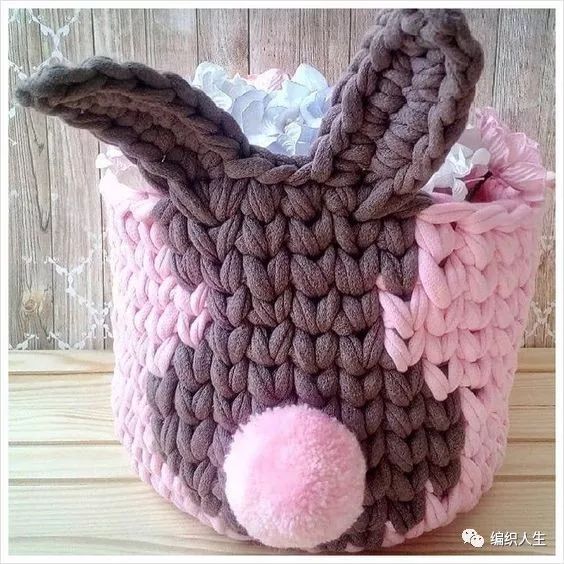 钩针收纳篮编织图解,钩针储物篮的图解