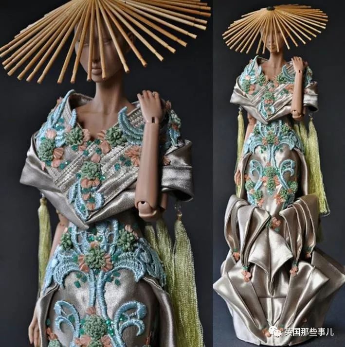 用布料给洋娃娃做衣服,手工高定时装