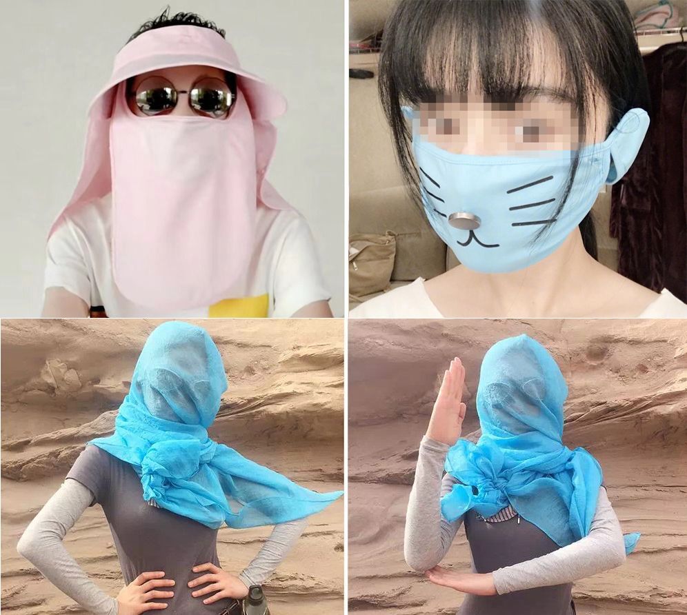 连脖子防晒口罩夏天透气,连着护耳朵的口罩
