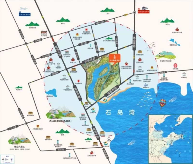 威海石岛恒大御湖庄园规划图,威海恒大御湖庄园108平