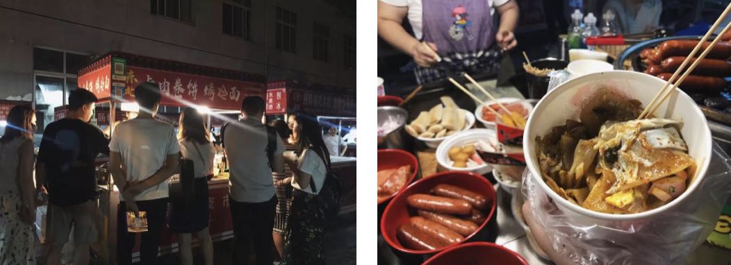 夜太美，尽管再催肥，总有人围着小摊排着队