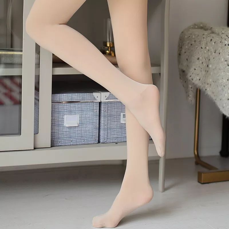 美腿透肤一体袜加绒,双层透肤袜光腿神器秋冬