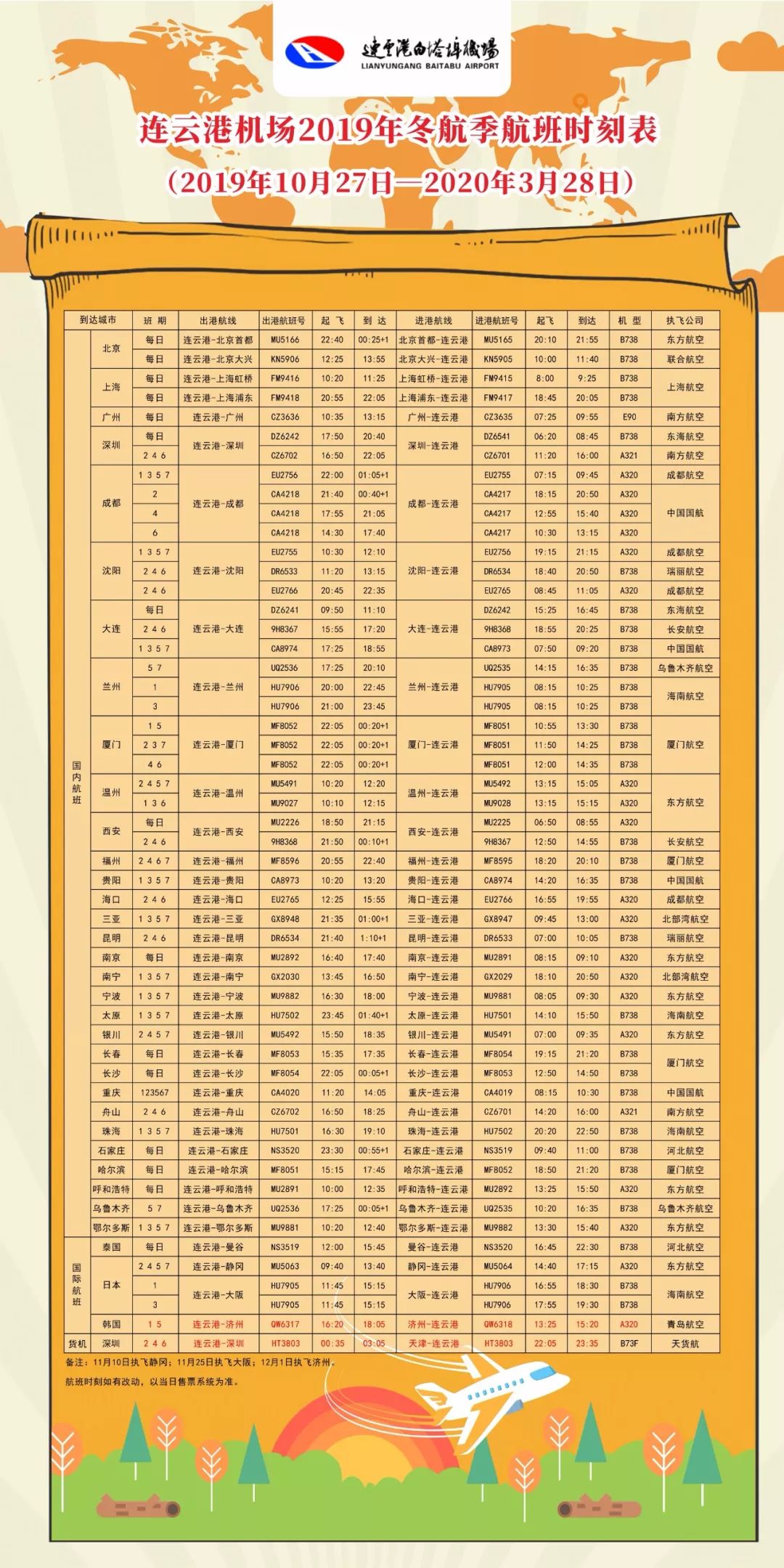 广州飞连云港航班时刻表,深圳到连云港航班时刻表