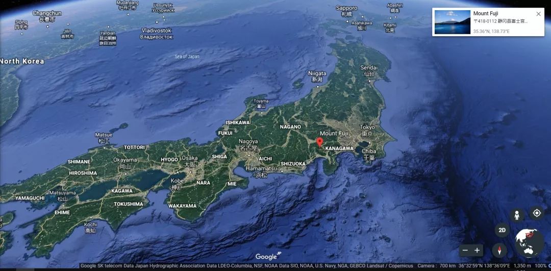 世界上富士山图片,地球卫星图看富士山