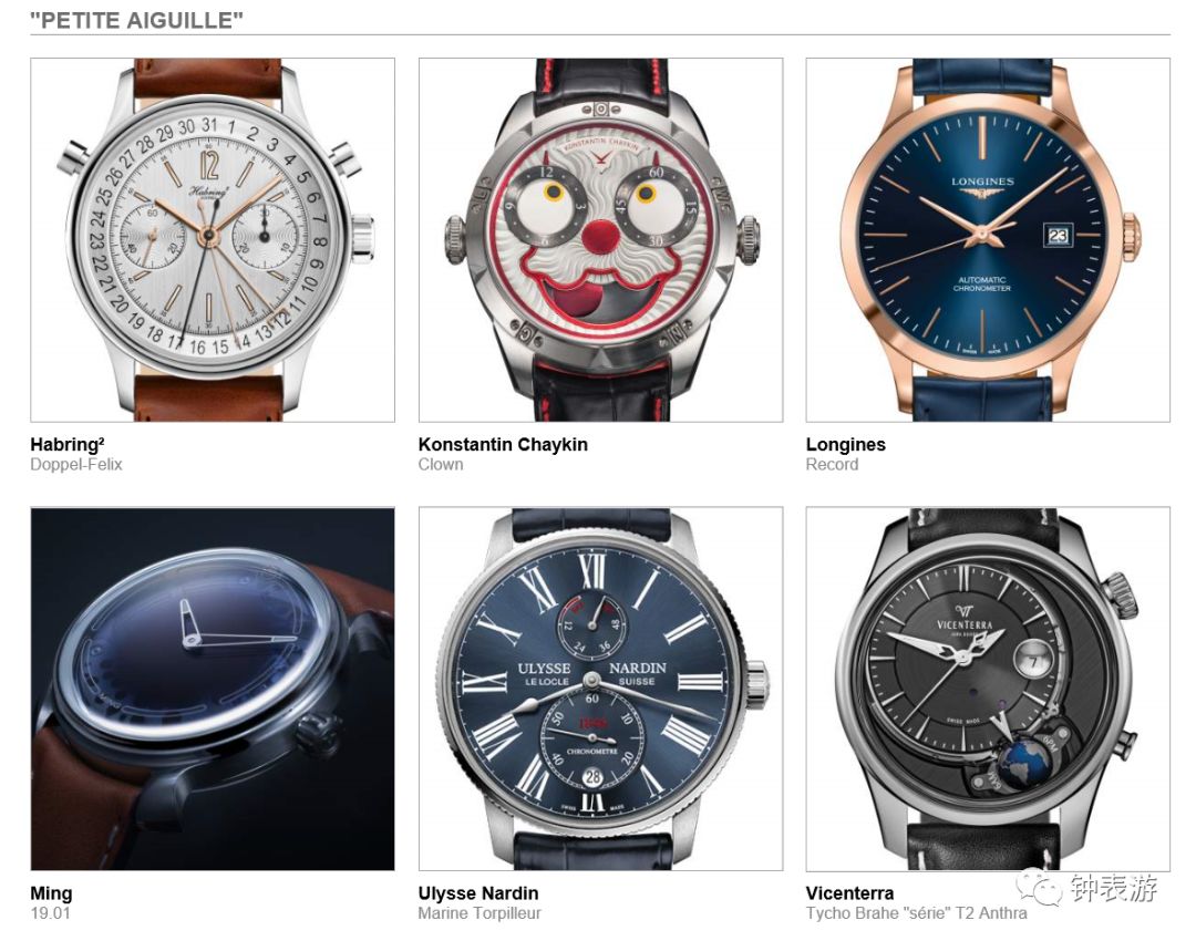 2019年日内瓦钟表大赏,历年日内瓦钟表大赏名单
