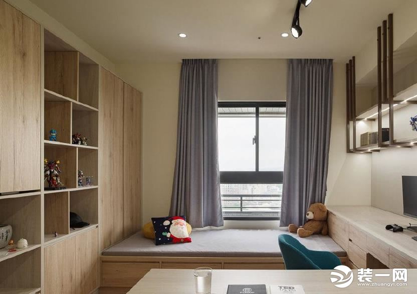 衣柜书柜一体的组合设计效果图,主卧梳妆台床头柜和衣柜组合