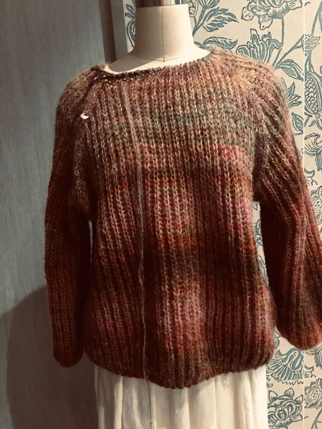 大表姐同款棒针毛衣编织款式,撞色条纹针织毛衣女宽松