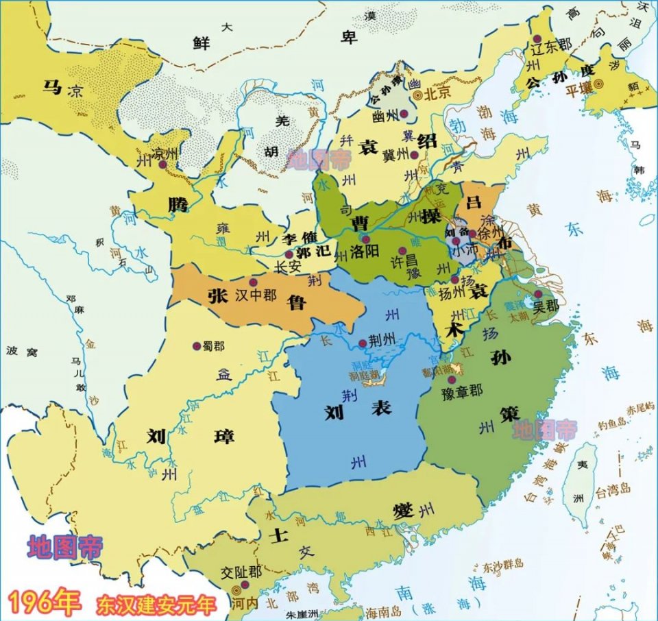 三国地图演变全图含讲解,三国魏蜀吴地图对比现在地图