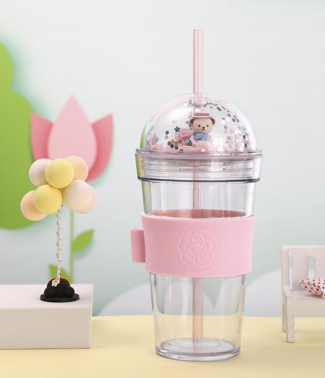 泰福高泰迪吸管杯,泰迪珍藏水杯