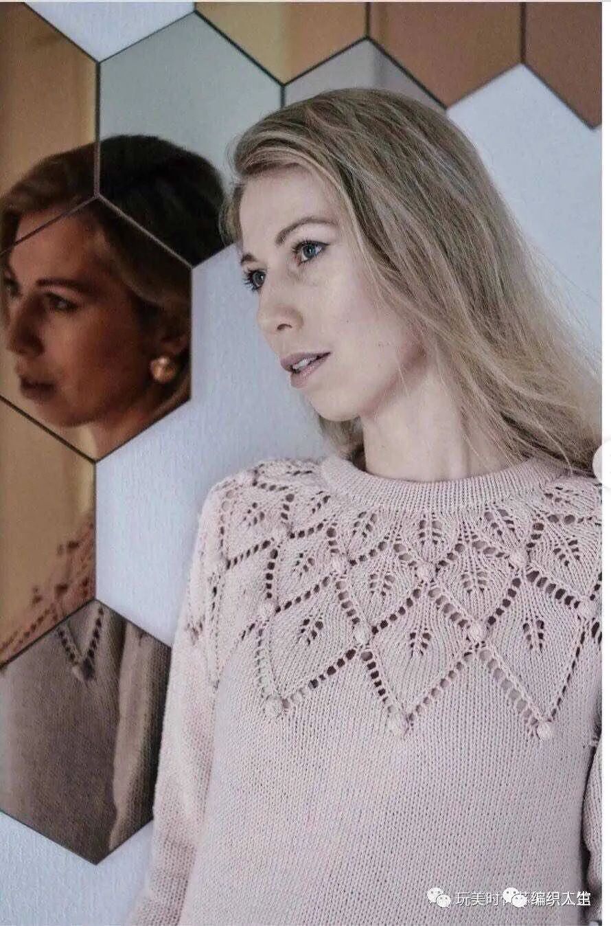 枫叶半袖套头毛衣编织教程全集,樱落棒针编织镂空宽松套头衫