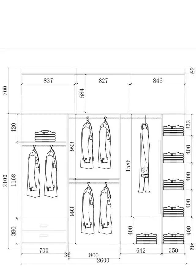 衣柜布局设计尺寸图,52公分的衣柜怎么设计