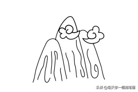 高大挺拔的山峰简笔画,山峰和草地简笔画