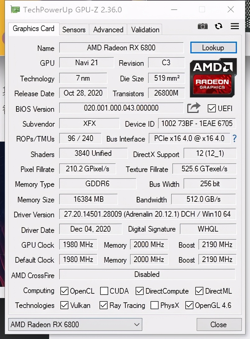 讯景rx6800海外版v1图片,rx6800讯景海外版
