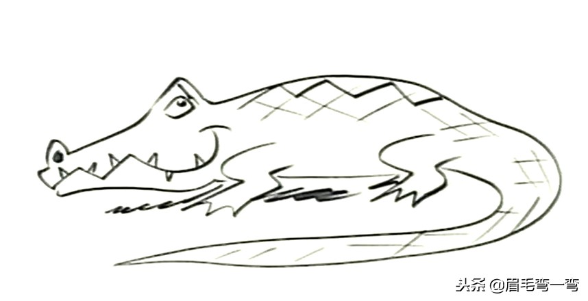 变异狂暴鳄鱼简笔画,鳄鱼爱上长颈鹿简笔画